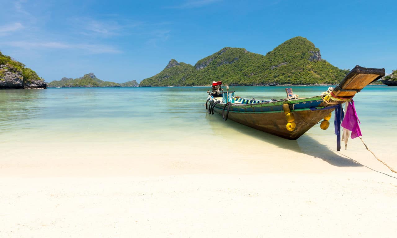 00114 asien thailand koh samui ang thong nationalpark fischerboot traumstrand