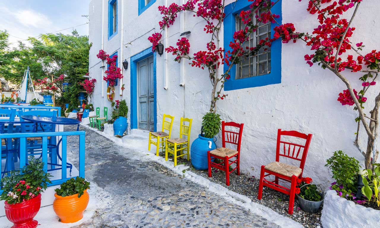 00431 europa griechenland kos strand mittelmeer palmen traumurlaub altstadt haus traditionell