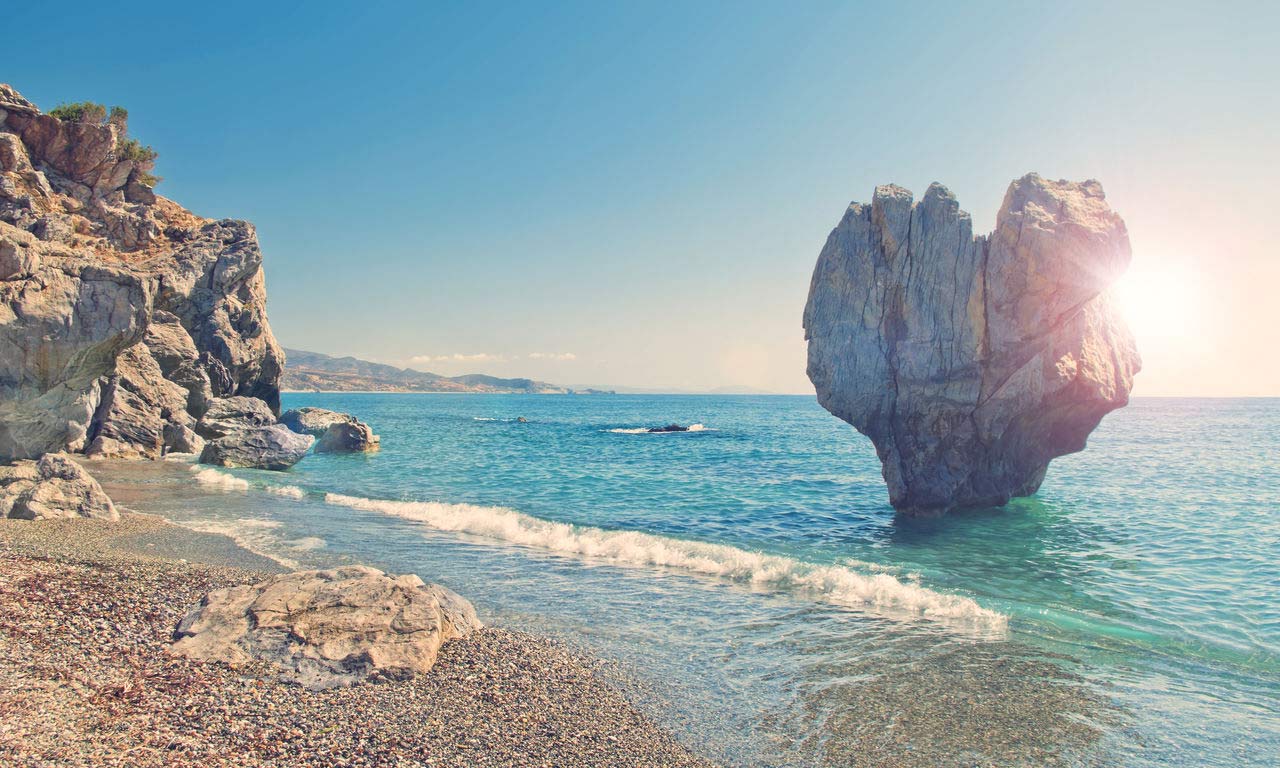 00438 europa griechenland kreta preveli strand liebesfelsen mittelmeer palmen traumurlaub hotel
