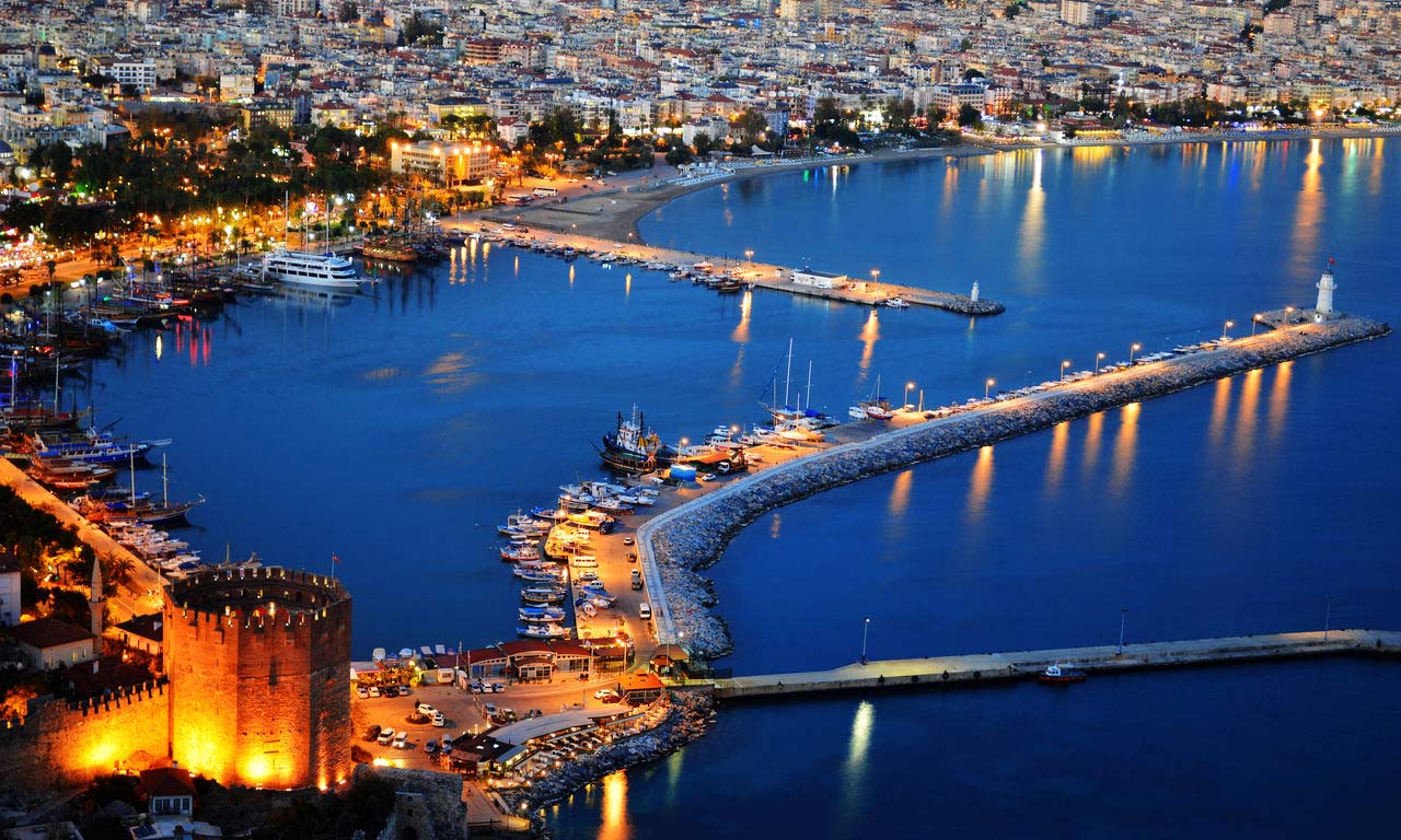 00557 türkei side alanya türkische riviera hafen nacht hotel spaß