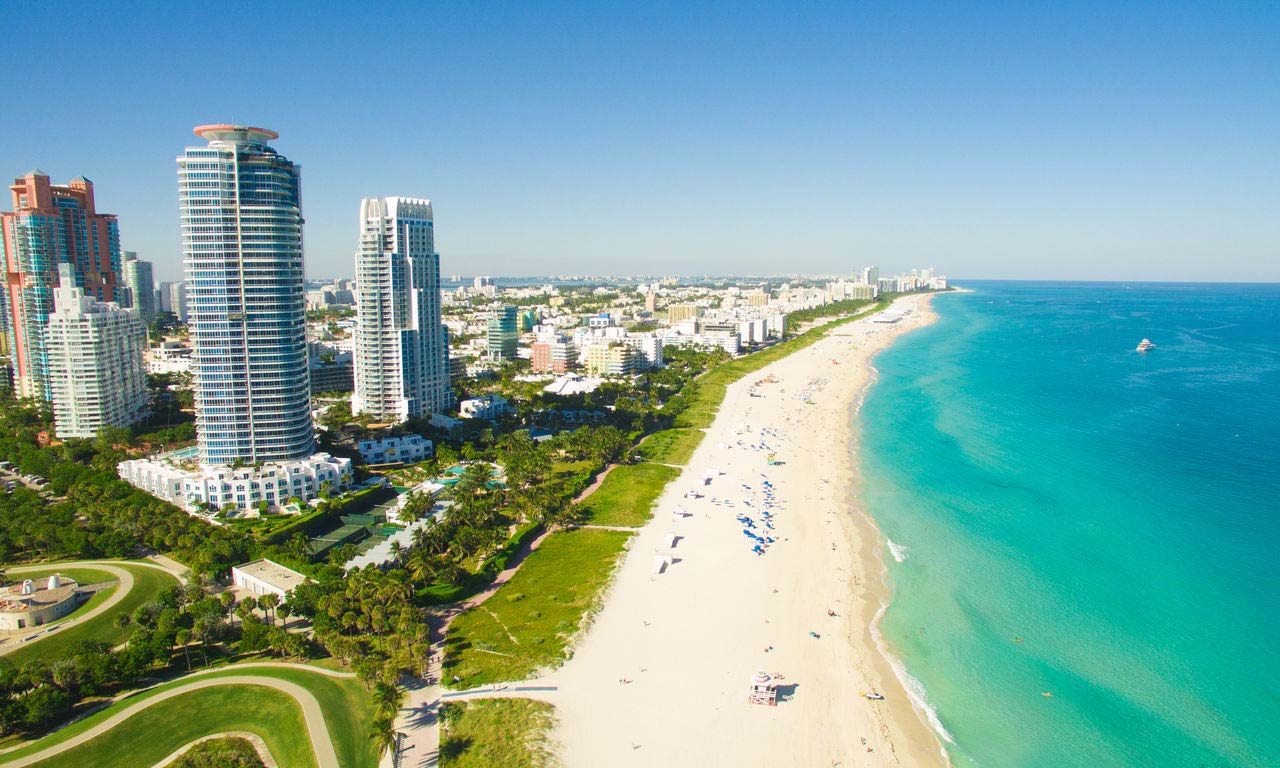 00566 usa florida miami sonne sommer meer sandstrand fernreise traumurlaub south beach skyline