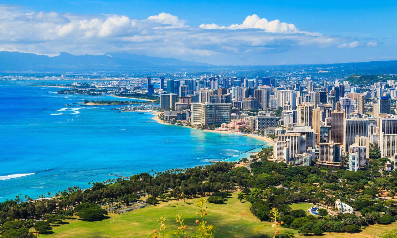 00595 usa hawaii honolulu waikiki beach strand traumstrand sand skyline