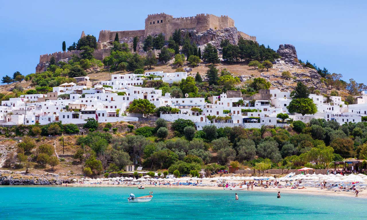 00847 rhodos urlaub griechenland lindos burg mittelmeer insel sommer strandurlaub erholung