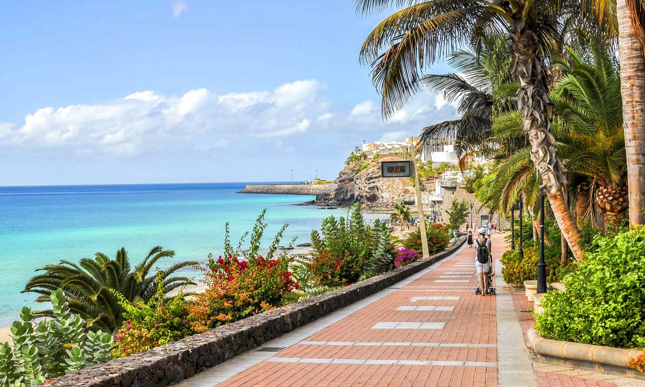 01238 fuerteventura spanien urlaub atlantik kanaren insel sommer strandurlaub uferpromendade morro jable erholung palmen